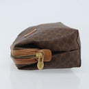CELINE Macadam Canvas Pouch PVC Leather Brown Gold Auth mr2257-4