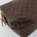 CELINE Macadam Canvas Pouch PVC Leather Brown Gold Auth mr2257-14