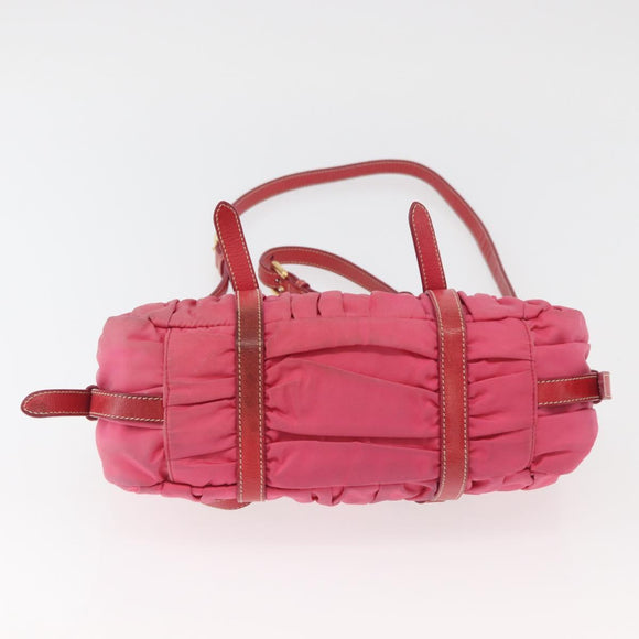 PRADA Shoulder Bag Nylon Leather 2way Pink Gold Auth mr2258