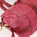 PRADA Shoulder Bag Nylon Leather 2way Pink Gold Auth mr2258-16
