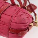 PRADA Shoulder Bag Nylon Leather 2way Pink Gold Auth mr2258-17