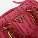 PRADA Shoulder Bag Nylon Leather 2way Pink Gold Auth mr2258-20