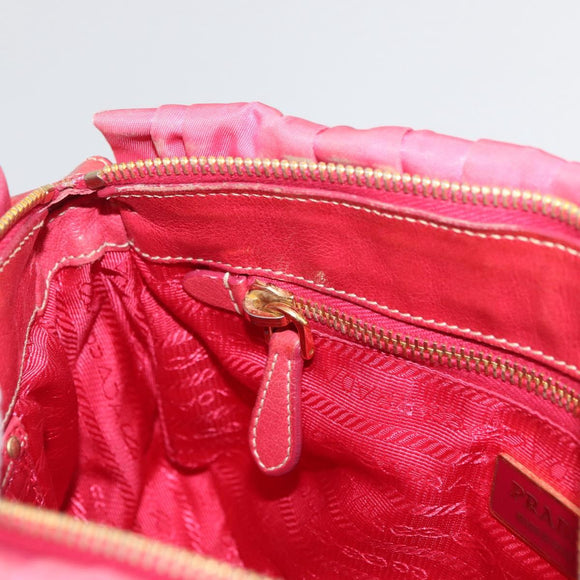 PRADA Shoulder Bag Nylon Leather 2way Pink Gold Auth mr2258