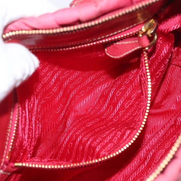 PRADA Shoulder Bag Nylon Leather 2way Pink Gold Auth mr2258