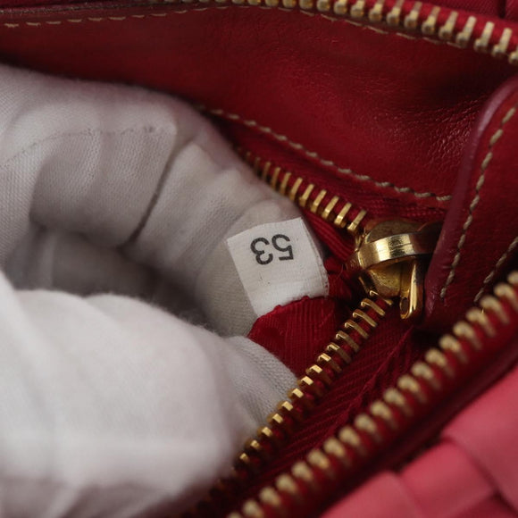 PRADA Shoulder Bag Nylon Leather 2way Pink Gold Auth mr2258
