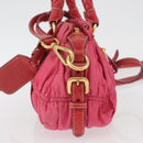 PRADA Shoulder Bag Nylon Leather 2way Pink Gold Auth mr2258-3