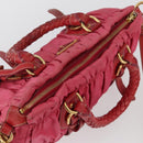 PRADA Shoulder Bag Nylon Leather 2way Pink Gold Auth mr2258-6