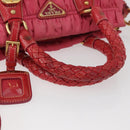 PRADA Shoulder Bag Nylon Leather 2way Pink Gold Auth mr2258-7