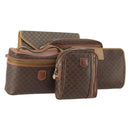 CELINE Macadam Canvas Clutch Bag PVC Leather 5 Set Brown Gold Auth mr2262-1