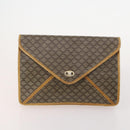 CELINE Macadam Canvas Clutch Bag PVC Leather 5 Set Brown Gold Auth mr2262-2