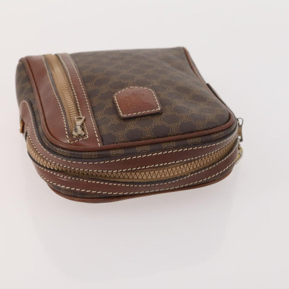CELINE Macadam Canvas Clutch Bag PVC Leather 5 Set Brown Gold Auth mr2262
