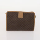 CELINE Macadam Canvas Clutch Bag PVC Leather 5 Set Brown Gold Auth mr2262-23