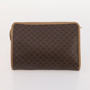 CELINE Macadam Canvas Clutch Bag PVC Leather 5 Set Brown Gold Auth mr2262-24