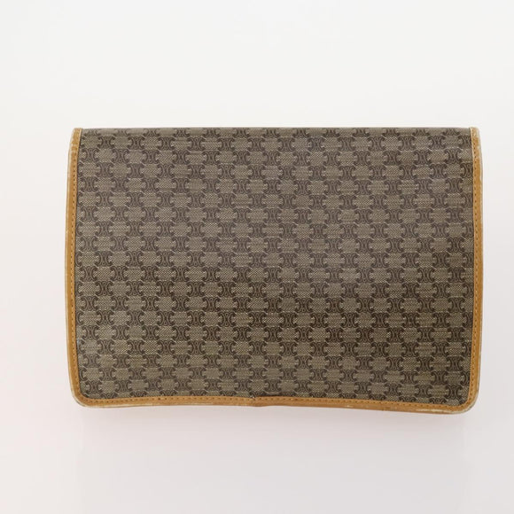 CELINE Macadam Canvas Clutch Bag PVC Leather 5 Set Brown Gold Auth mr2262