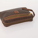CELINE Macadam Canvas Clutch Bag PVC Leather 5 Set Brown Gold Auth mr2262-9