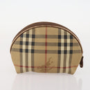 BURBERRY Nova Check Clutch Bag Canvas Leather 3 Set Beige Red Auth mr2263-16