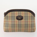 BURBERRY Nova Check Clutch Bag Canvas Leather 3 Set Beige Red Auth mr2263-2