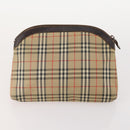 BURBERRY Nova Check Clutch Bag Canvas Leather 3 Set Beige Red Auth mr2263-3