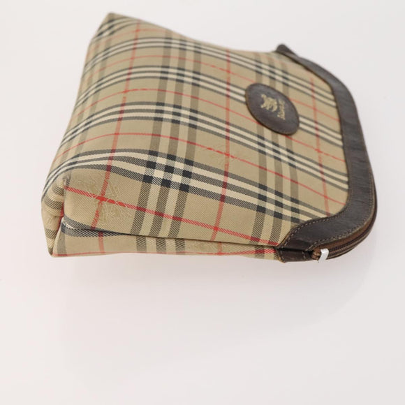 BURBERRY Nova Check Clutch Bag Canvas Leather 3 Set Beige Red Auth mr2263