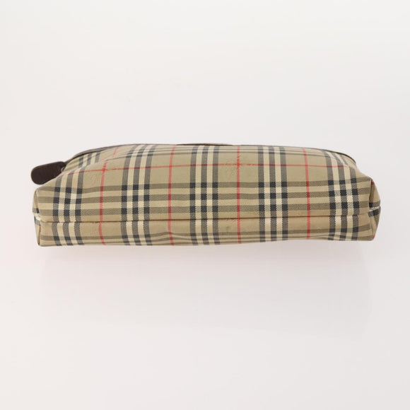 BURBERRY Nova Check Clutch Bag Canvas Leather 3 Set Beige Red Auth mr2263