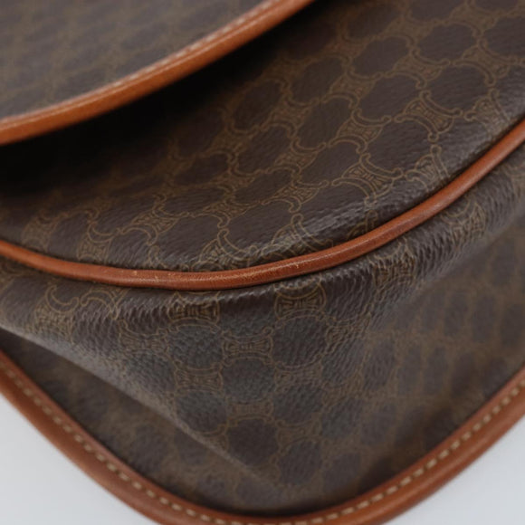 CELINE Macadam Canvas Star Ball Shoulder Bag PVC Leather Brown Gold Auth mr2264