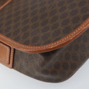 CELINE Macadam Canvas Star Ball Shoulder Bag PVC Leather Brown Gold Auth mr2264-17
