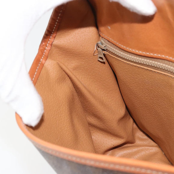 CELINE Macadam Canvas Star Ball Shoulder Bag PVC Leather Brown Gold Auth mr2264