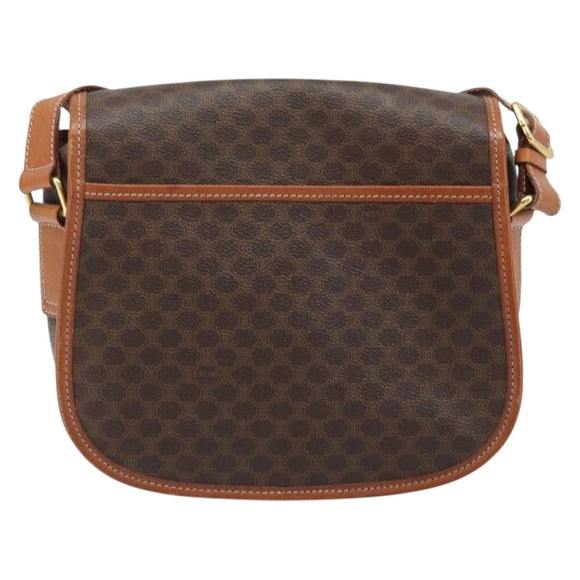 CELINE Macadam Canvas Star Ball Shoulder Bag PVC Leather Brown Gold Auth mr2264