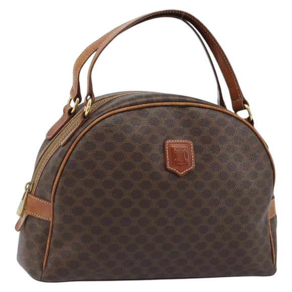 CELINE Macadam Canvas Hand Bag PVC Leather Brown Gold Auth mr2265