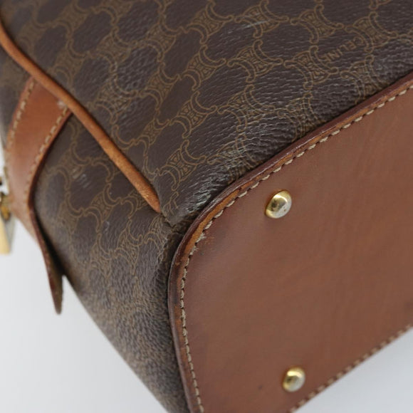 CELINE Macadam Canvas Hand Bag PVC Leather Brown Gold Auth mr2265