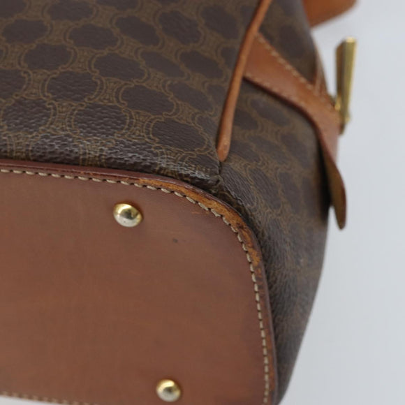 CELINE Macadam Canvas Hand Bag PVC Leather Brown Gold Auth mr2265