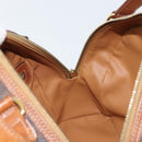 CELINE Macadam Canvas Hand Bag PVC Leather Brown Gold Auth mr2265-18