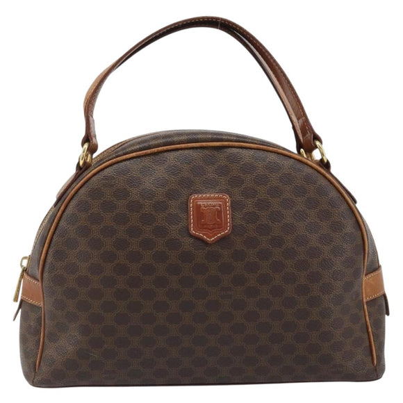 CELINE Macadam Canvas Hand Bag PVC Leather Brown Gold Auth mr2265