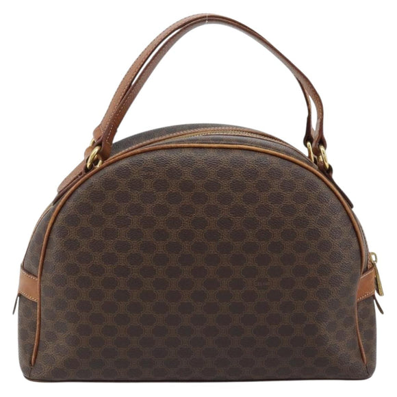 CELINE Macadam Canvas Hand Bag PVC Leather Brown Gold Auth mr2265