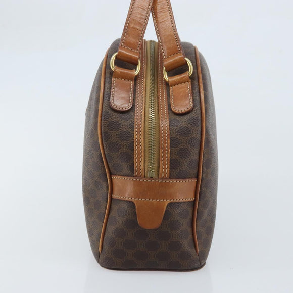CELINE Macadam Canvas Hand Bag PVC Leather Brown Gold Auth mr2265