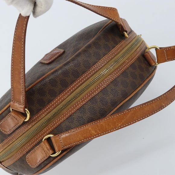 CELINE Macadam Canvas Hand Bag PVC Leather Brown Gold Auth mr2265