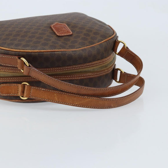 CELINE Macadam Canvas Hand Bag PVC Leather Brown Gold Auth mr2265