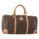 CELINE Macadam Canvas Boston Bag PVC Leather Brown Gold Auth mr2267-1