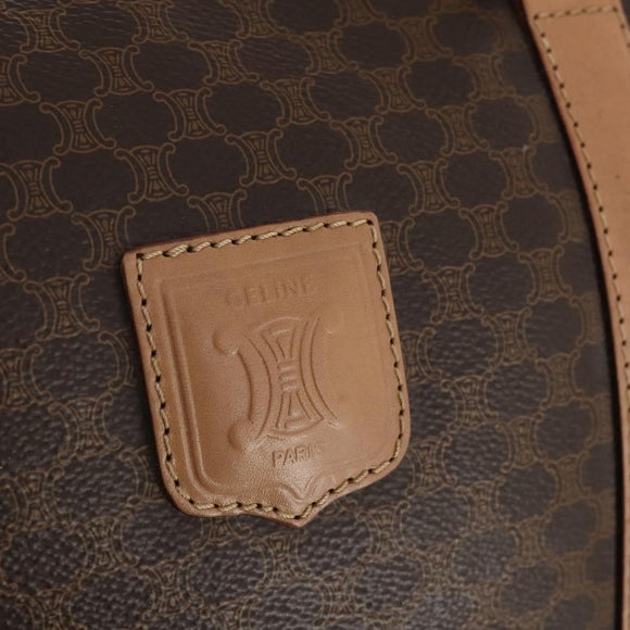 CELINE Macadam Canvas Boston Bag PVC Leather Brown Gold Auth mr2267