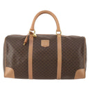 CELINE Macadam Canvas Boston Bag PVC Leather Brown Gold Auth mr2267-13
