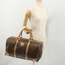 CELINE Macadam Canvas Boston Bag PVC Leather Brown Gold Auth mr2267-24