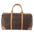 CELINE Macadam Canvas Boston Bag PVC Leather Brown Gold Auth mr2267-2
