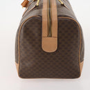 CELINE Macadam Canvas Boston Bag PVC Leather Brown Gold Auth mr2267-3