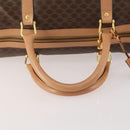 CELINE Macadam Canvas Boston Bag PVC Leather Brown Gold Auth mr2267-7