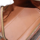CELINE Macadam Canvas Hand Bag PVC Leather Brown Gold Auth mr2268-17