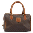 CELINE Macadam Canvas Hand Bag PVC Leather Brown Gold Auth mr2268-2