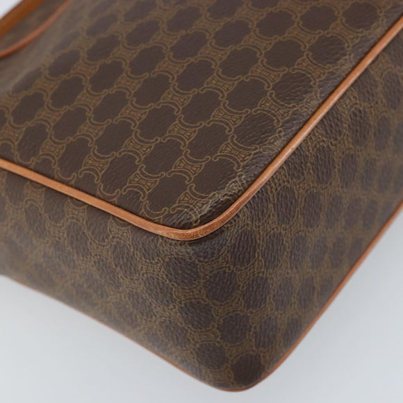 CELINE Macadam Canvas Umhängetasche PVC Leder Braun Gold Auth mr2269A