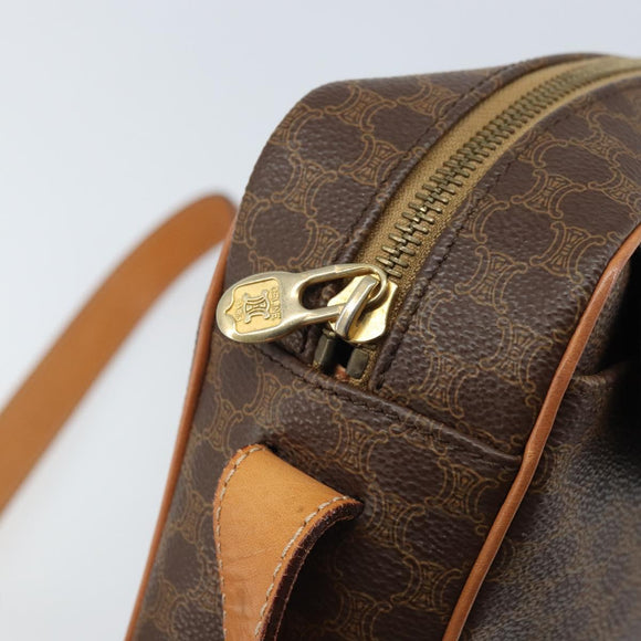 CELINE Macadam Canvas Umhängetasche PVC Leder Braun Gold Auth mr2269A