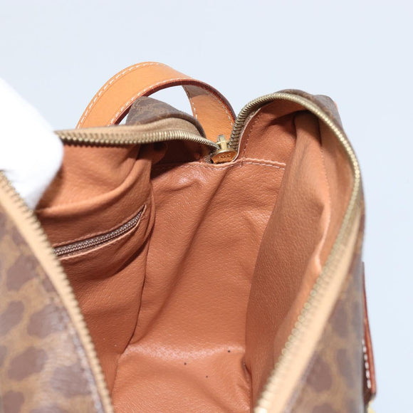 CELINE Macadam Canvas Umhängetasche PVC Leder Braun Gold Auth mr2269A