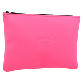 HERMES Neovan GM Clutch Bag Nylon Pink Auth mr2271A